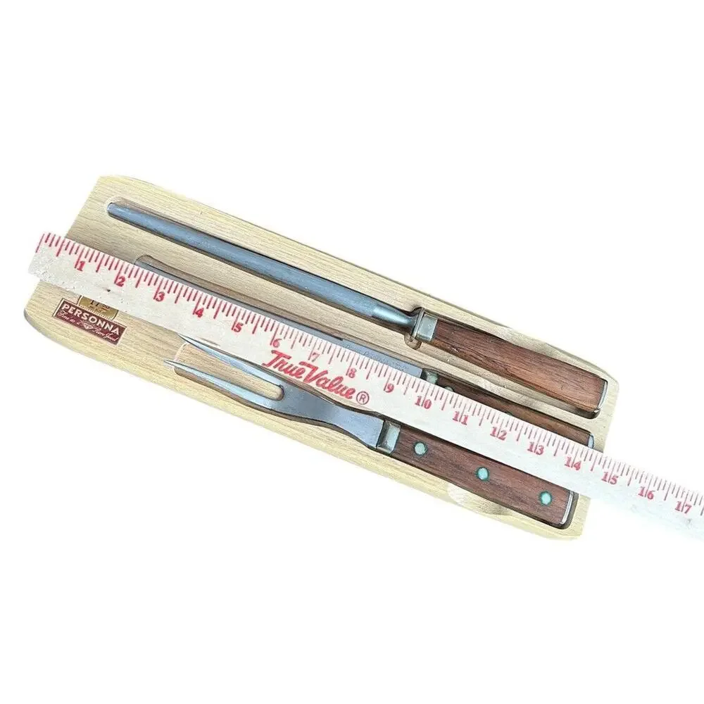 Personna Deluxe Game Carving Set Meat Cutting Vintage DA-489 Knife Fork Sharpen